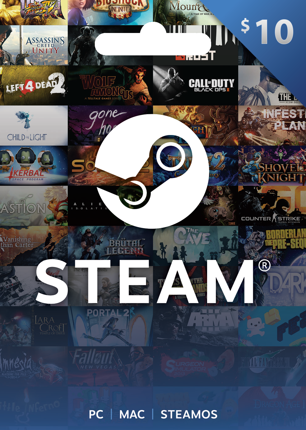 Пополнение баланса Steam на 10$