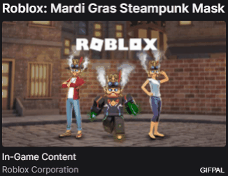 Roblox: Mardi Gras Steampunk Mask Drop #4